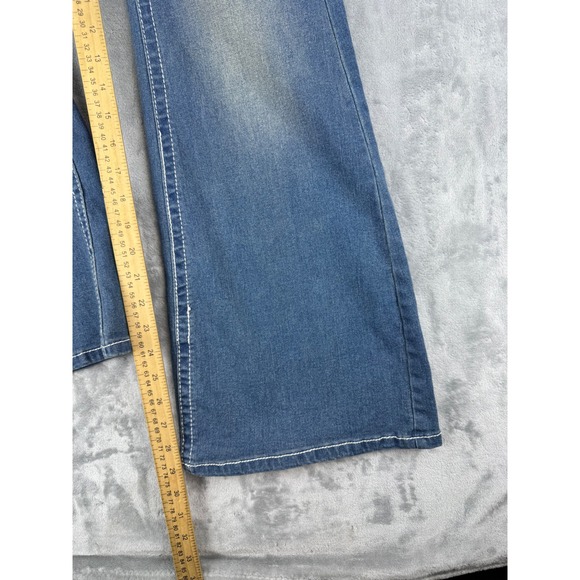 New Women 11/12 Flare Blue Denim Embellished jeans embroidered Bootcut wide leg - Picture 8 of 10